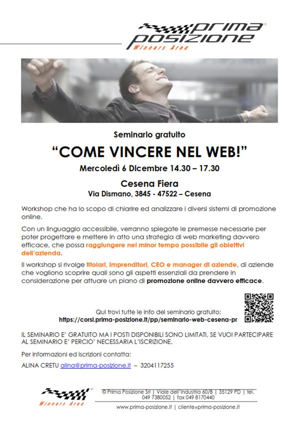  “COME VINCERE NEL WEB!” Seminario gratuito